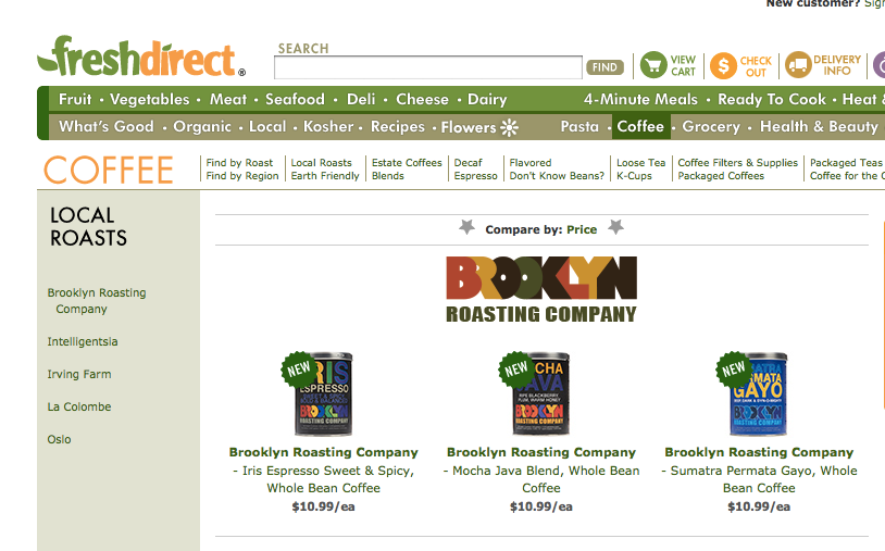 Freshdirect Order Screen Our 9oz cans are now Available at FreshDirect! - Brooklyn Roasting Company